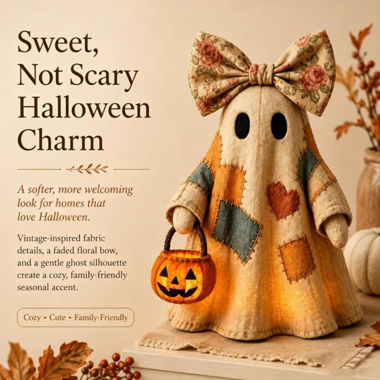 Handmade Patchwork Halloween Ghost